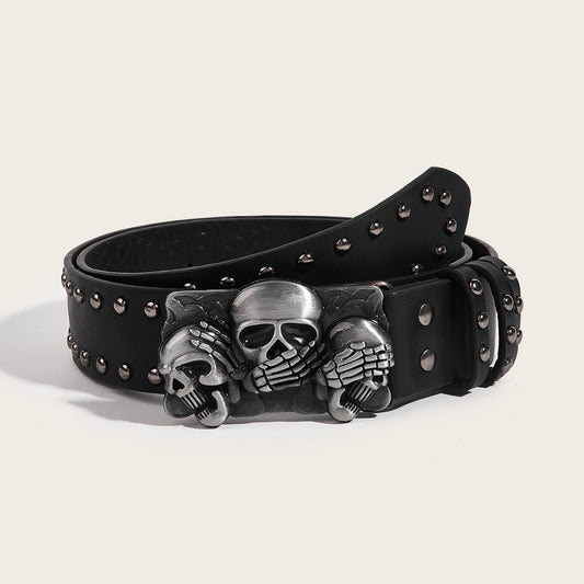 triple Skull Punk belt - Luxestreetwear™