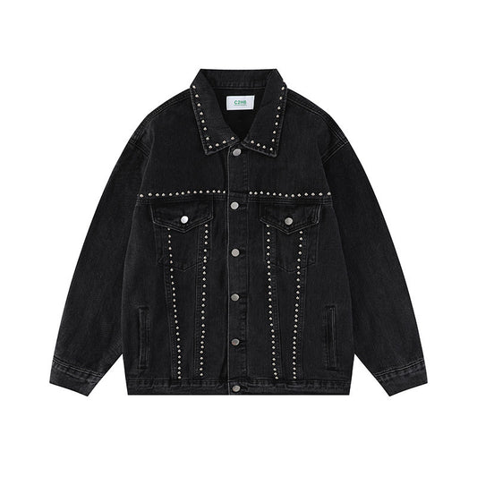 Beaded Black Denim Jean Jacket - Luxestreetwear™