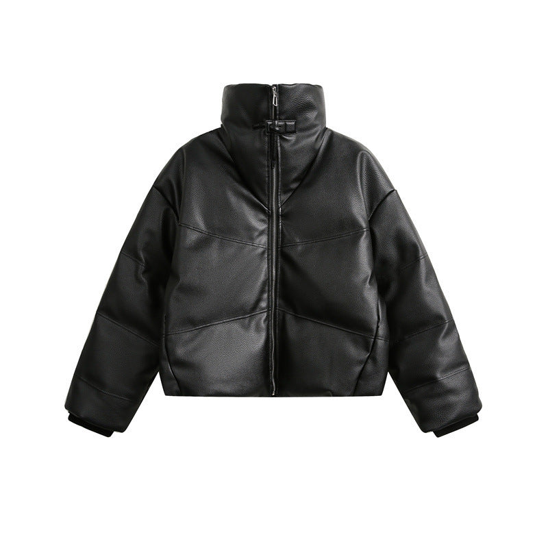 Luxe-black spilled Turtleneck Cotton-padded Coat - Luxestreetwear™