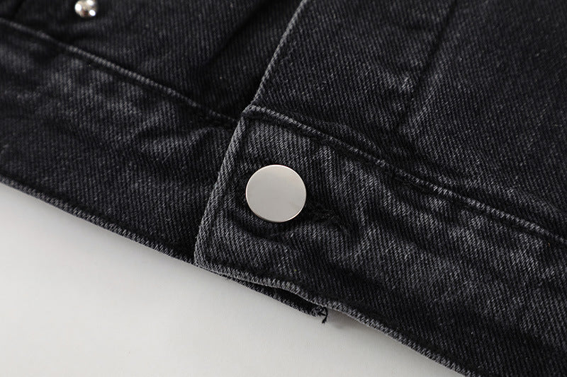 Beaded Black Denim Jean Jacket - Luxestreetwear™