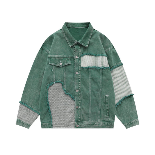 Green Draping Denim Jean Jacket - Luxestreetwear™