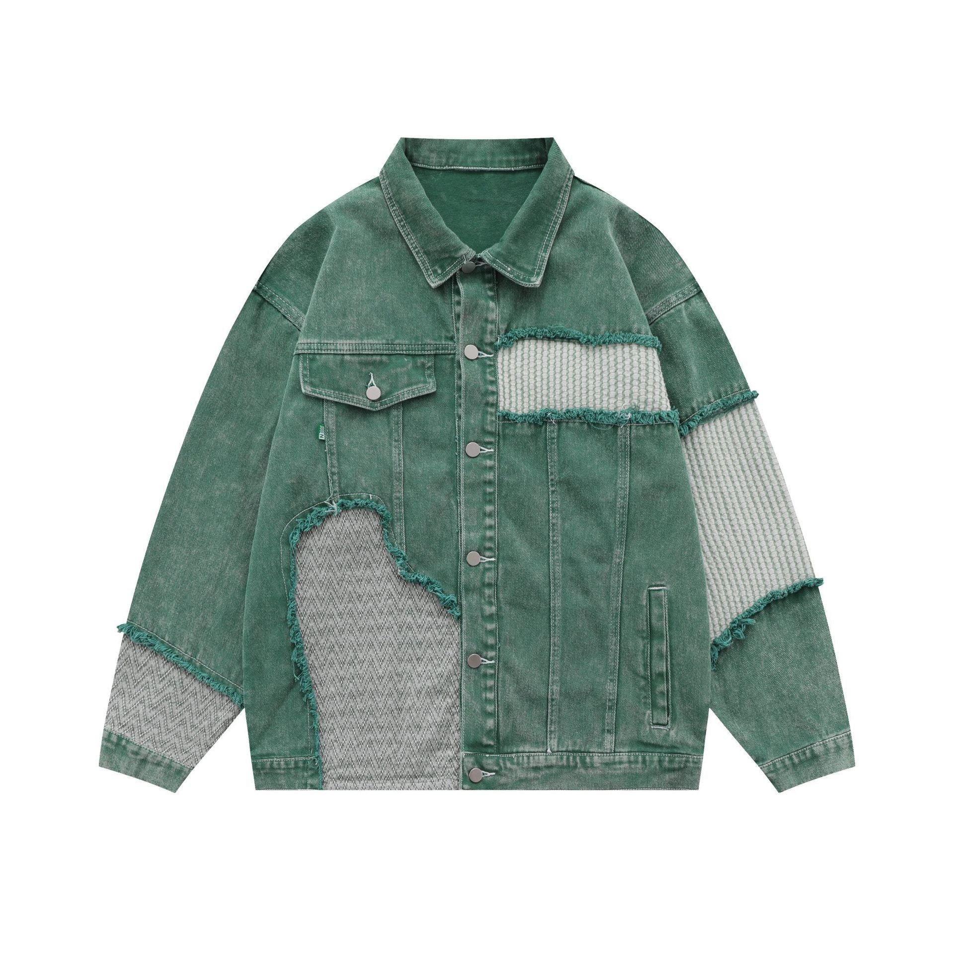 Green Draping Denim Jean Jacket - Luxestreetwear™