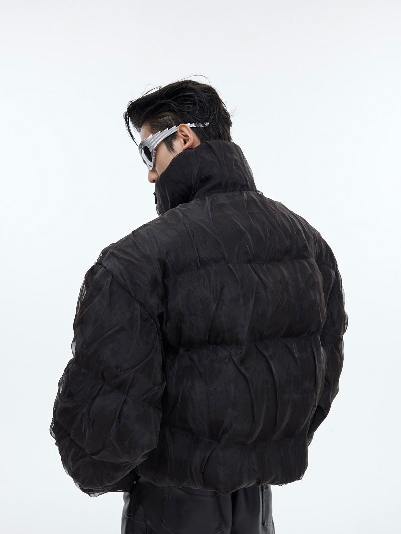 Niche Pleated Texture Thicken Cotton Clothes Coat Men - Luxestreetwear™