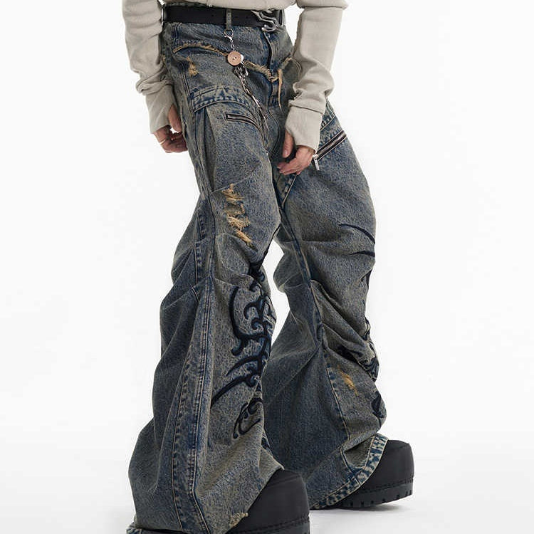 Retro Pleated wide leg - Luxestreetwear™