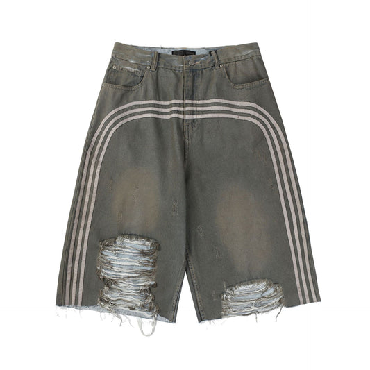 Retro Dirty Dyed Denim Shorts - Luxestreetwear™