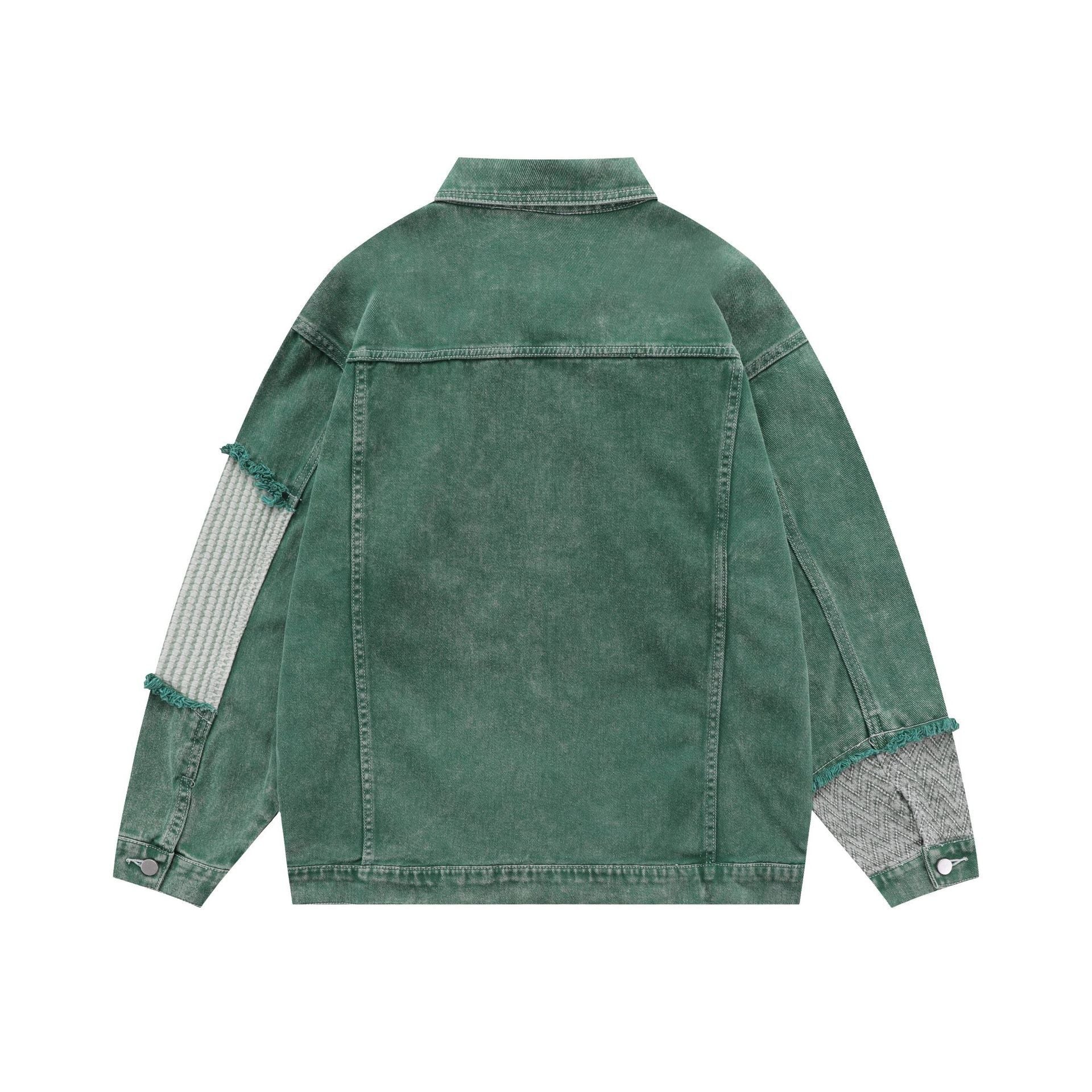 Green Draping Denim Jean Jacket - Luxestreetwear™