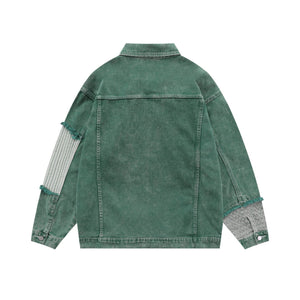 Green Draping Denim Jean Jacket - Luxestreetwear™