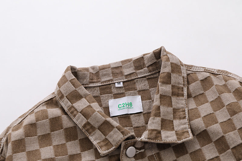 Checked Jean Jacket - Luxestreetwear™
