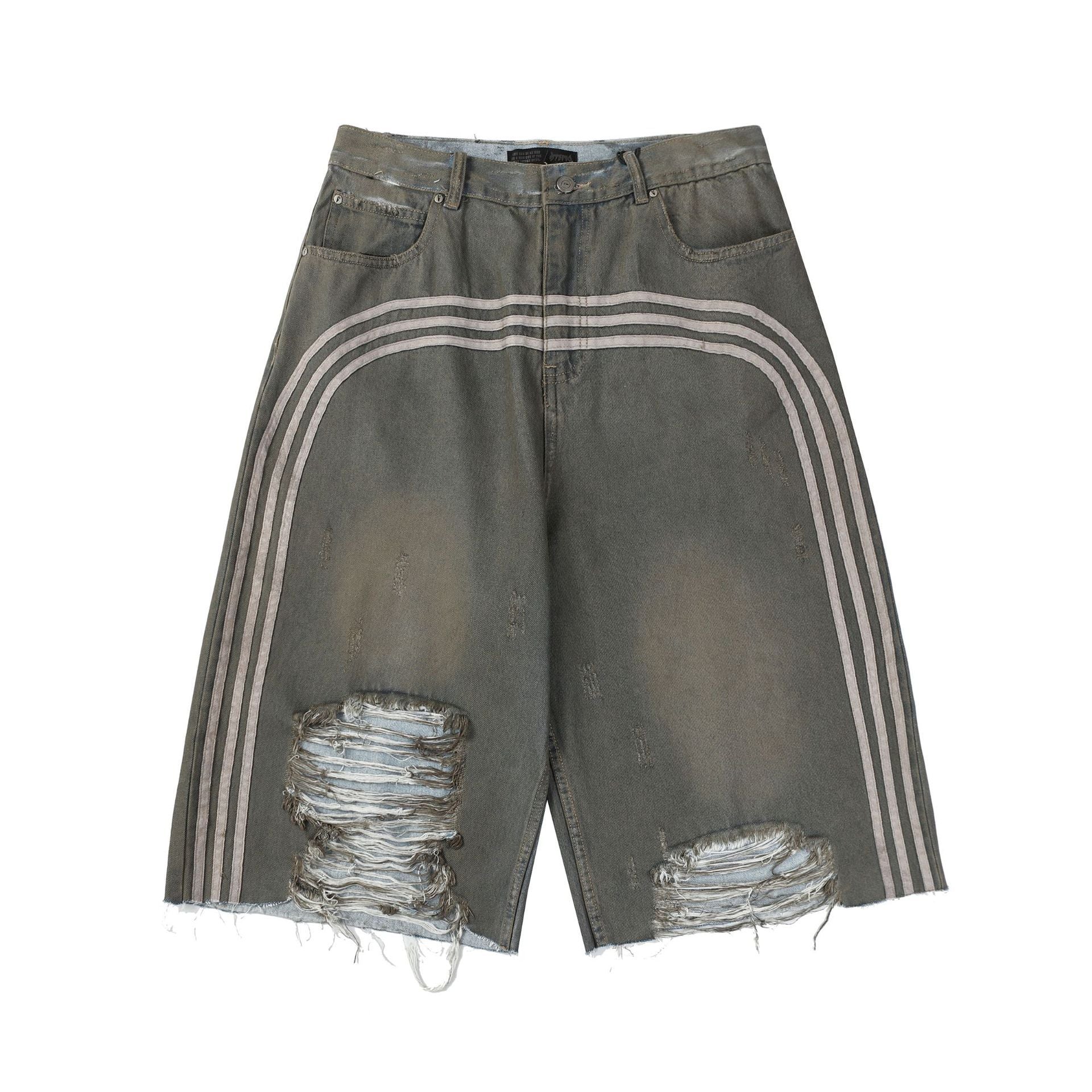Retro Dirty Dyed Denim Shorts - Luxestreetwear™