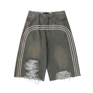 Retro Dirty Dyed Denim Shorts - Luxestreetwear™