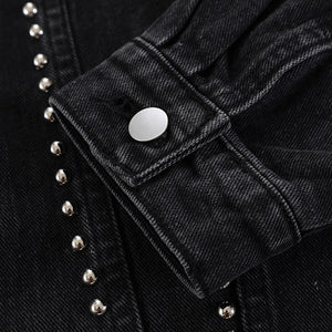 Beaded Black Denim Jean Jacket - Luxestreetwear™