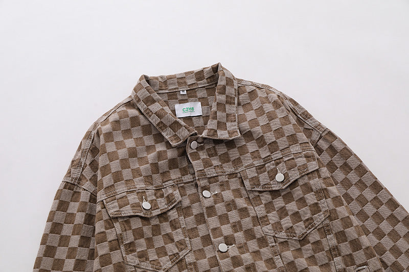 Checked Jean Jacket - Luxestreetwear™