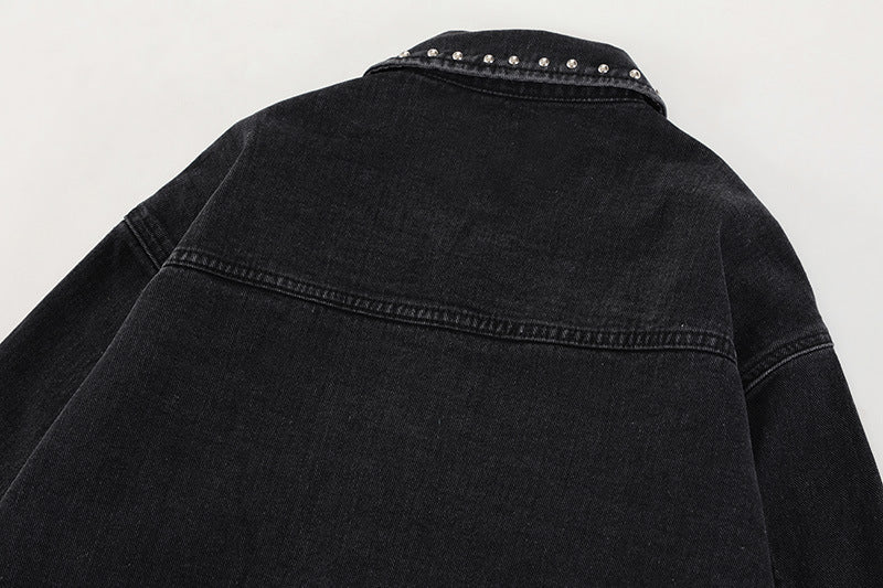 Beaded Black Denim Jean Jacket - Luxestreetwear™