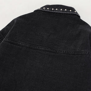 Beaded Black Denim Jean Jacket - Luxestreetwear™