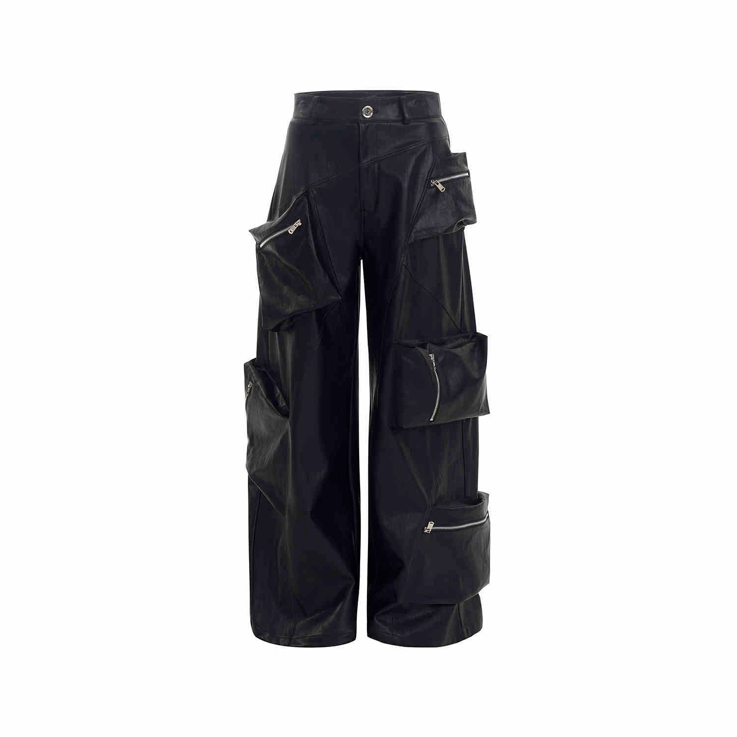 Black pu leather wide leg - Luxestreetwear™