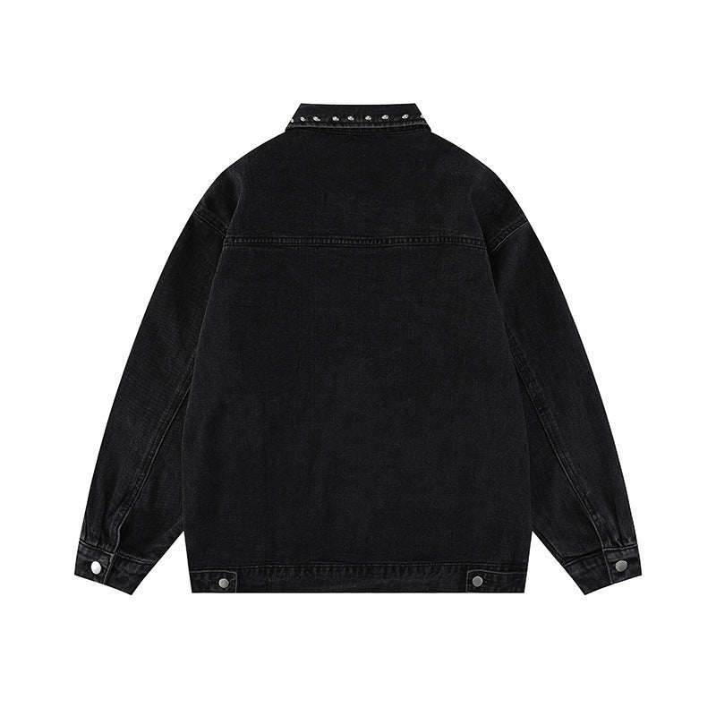 Beaded Black Denim Jean Jacket - Luxestreetwear™