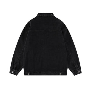 Beaded Black Denim Jean Jacket - Luxestreetwear™