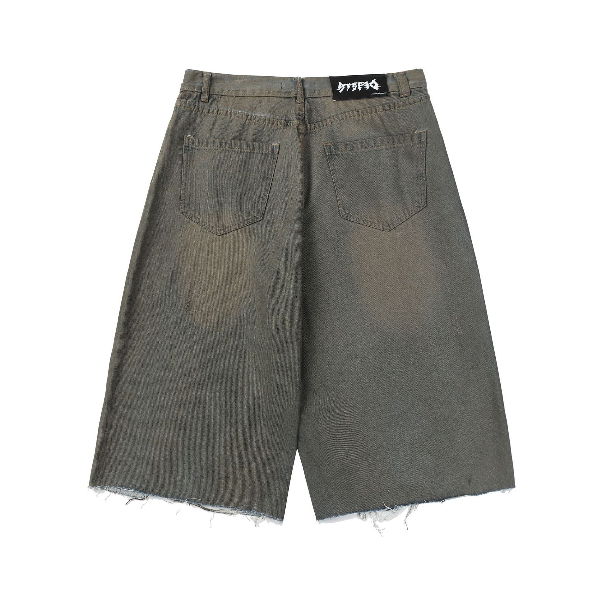 Retro Dirty Dyed Denim Shorts - Luxestreetwear™