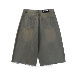 Retro Dirty Dyed Denim Shorts - Luxestreetwear™