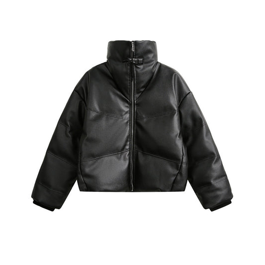 Luxe-black spilled Turtleneck Cotton-padded Coat - Luxestreetwear™