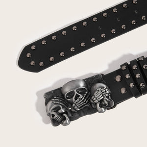 triple Skull Punk belt - Luxestreetwear™