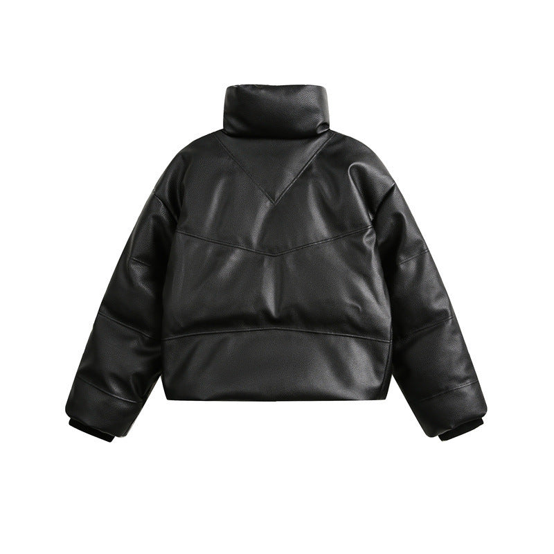 Luxe-black spilled Turtleneck Cotton-padded Coat - Luxestreetwear™