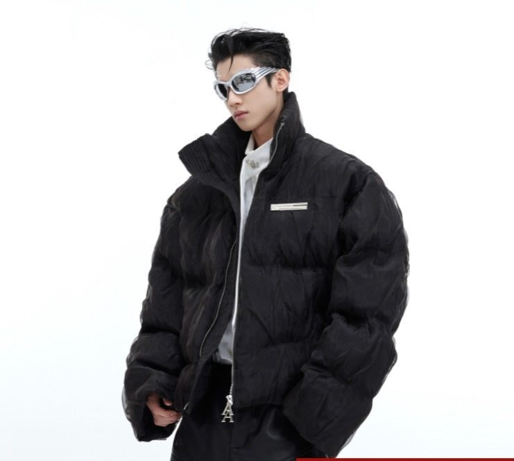 Niche Pleated Texture Thicken Cotton Clothes Coat Men - Luxestreetwear™