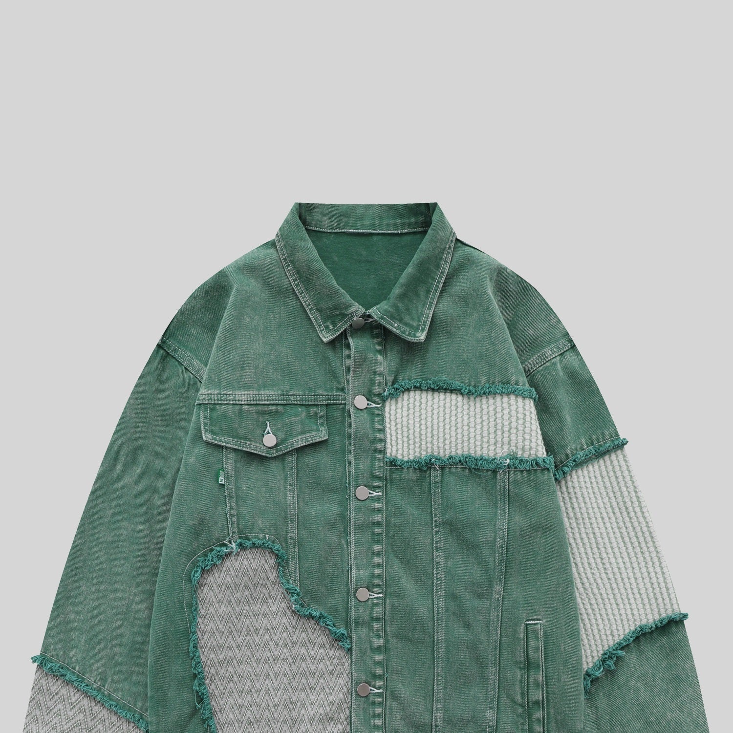 Green Draping Denim Jean Jacket - Luxestreetwear™
