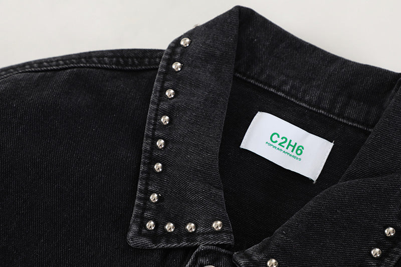 Beaded Black Denim Jean Jacket - Luxestreetwear™