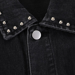 Beaded Black Denim Jean Jacket - Luxestreetwear™