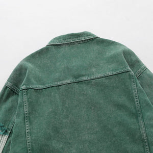 Green Draping Denim Jean Jacket - Luxestreetwear™