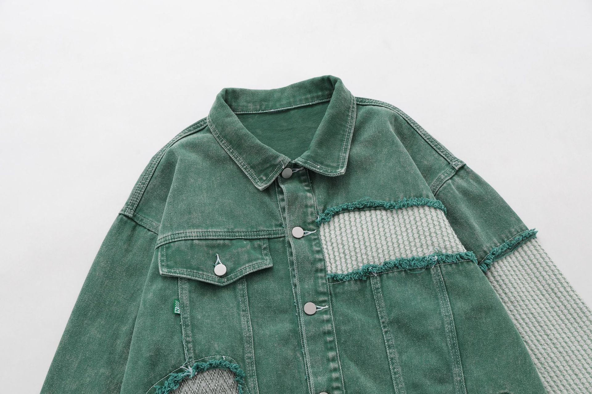 Green Draping Denim Jean Jacket - Luxestreetwear™