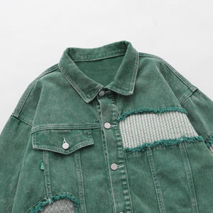 Green Draping Denim Jean Jacket - Luxestreetwear™